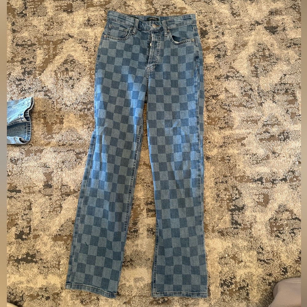Wild Fable Blue Checkered Straight Leg Jeans